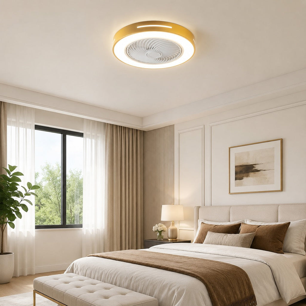 Moderner flügelloser Deckenventilator – Flächenbündige Eisenmontage, 72W LED-Leuchten, verstellbar