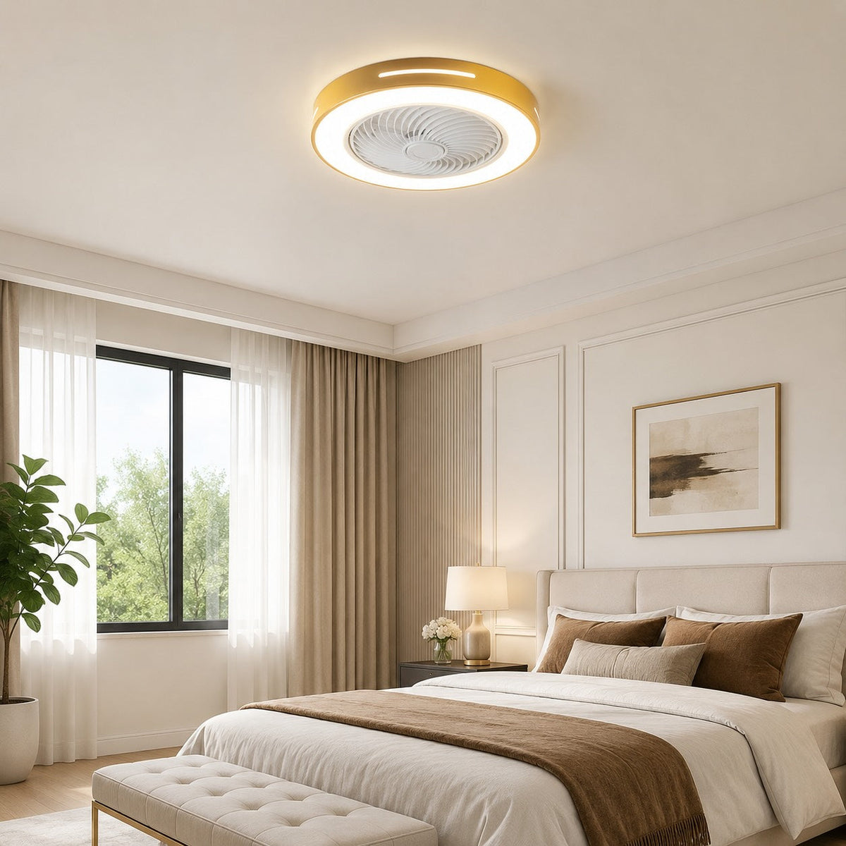 Moderner flügelloser Deckenventilator – Flächenbündige Eisenmontage, 72W LED-Leuchten, verstellbar