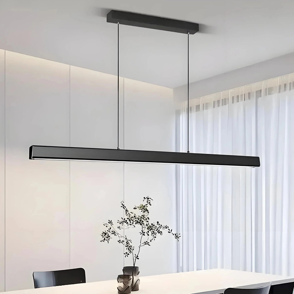 Lámpara colgante lineal minimalista de metal regulable para comedor | boxzora