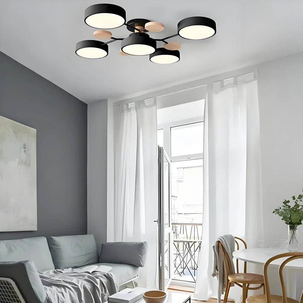 Lámpara de techo LED redonda de estilo nórdico, de metal y regulable, para sala de estar | boxzora