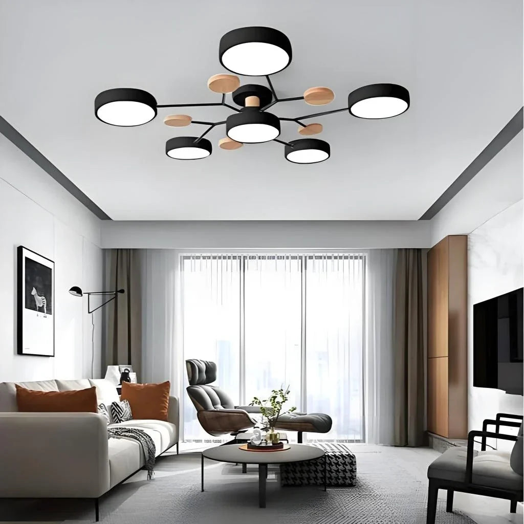 Lámpara de techo LED redonda de estilo nórdico, de metal y regulable, para sala de estar | boxzora