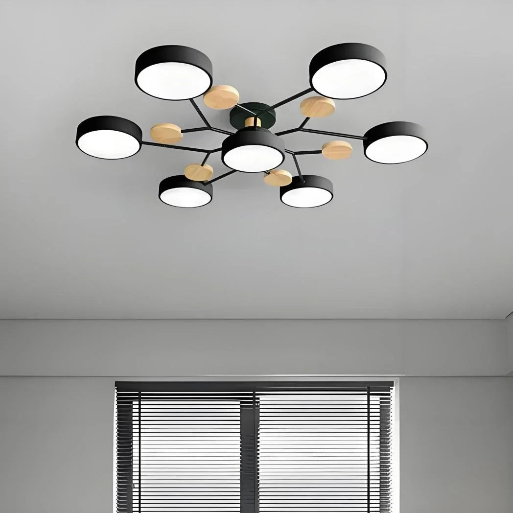 Lámpara de techo LED redonda de estilo nórdico, de metal y regulable, para sala de estar | boxzora