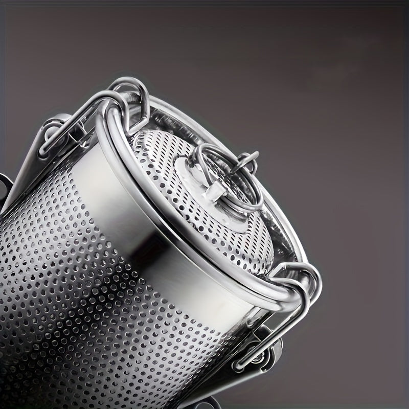 Infusor de especias reutilizable de acero inoxidable – Colador de malla fina con cadena larga para té suelto, hierbas y especias