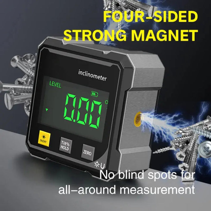 Nivel digital magnético de precisión AnglePro — resolución de 0.05°, precisión de 0.2°, buscador de ángulos compacto