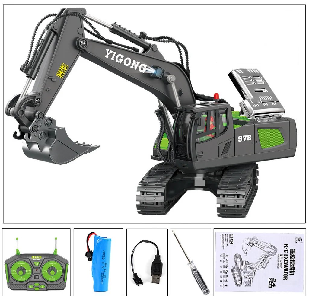 Excavator hidraulic la scară 1/14 G308H — construcție integrală din metal, RTR