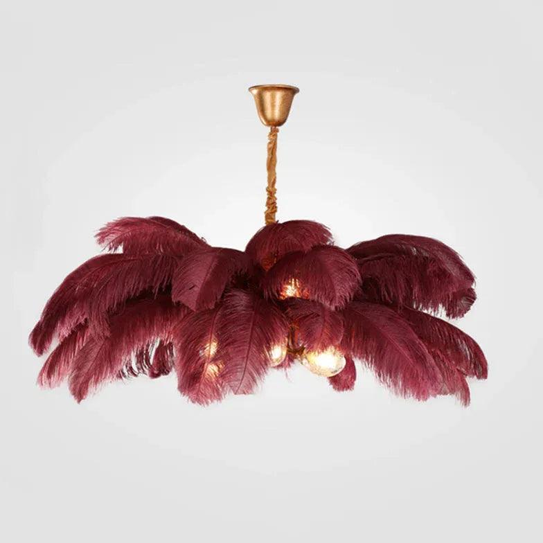 Lámpara colgante de lujo con plumas para dormitorio | boxzora