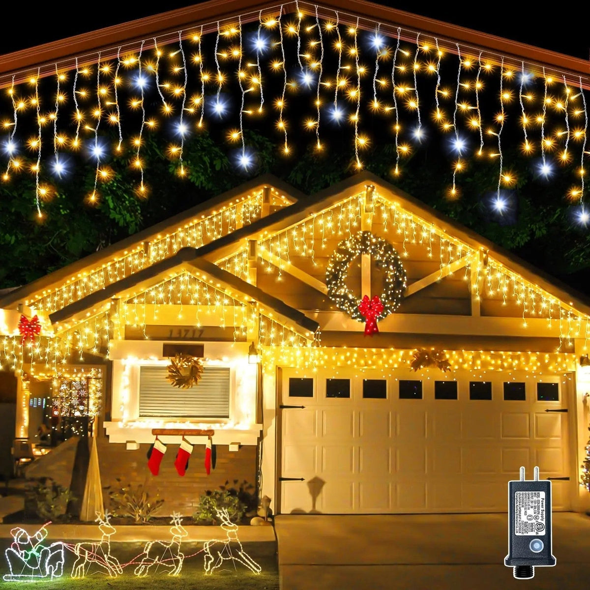 Stijlvolle led-kerstdecoratieset - warm oplichtende lampen