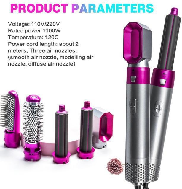Spazzola asciugacapelli multifunzione FusionStyle — 5 accessori, piega in pochi minuti