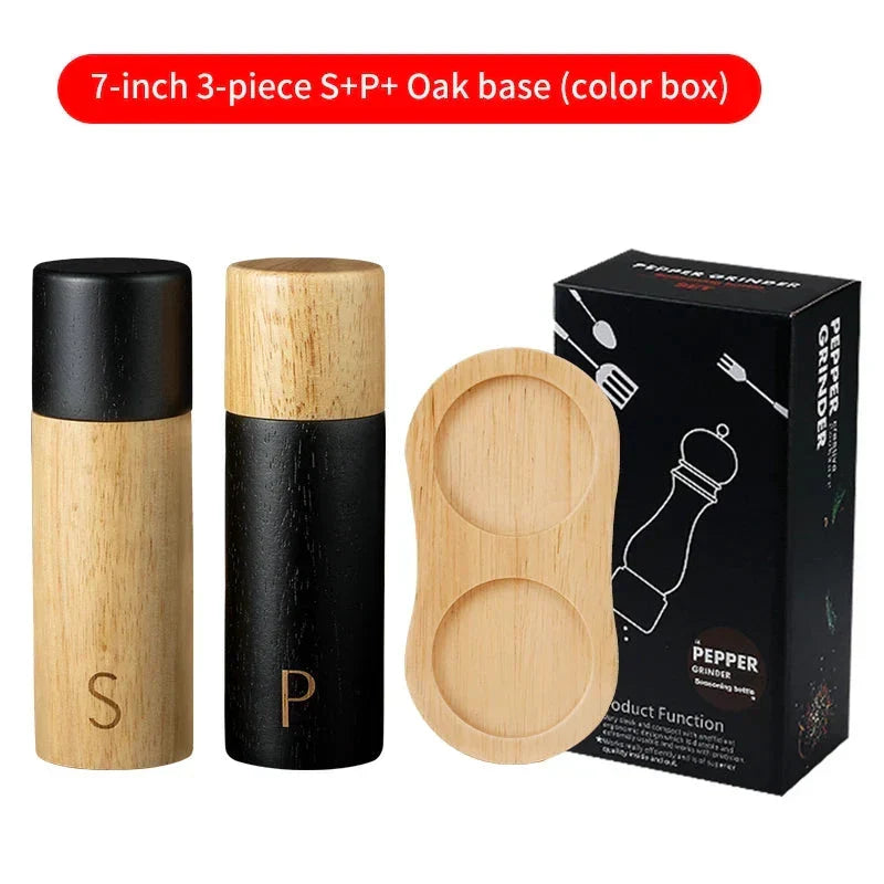 Two-Piece Wooden Salt & Pepper Grinder Set