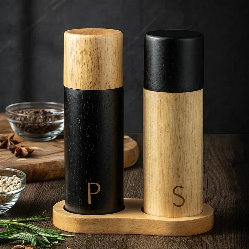 Two-Piece Wooden Salt & Pepper Grinder Set