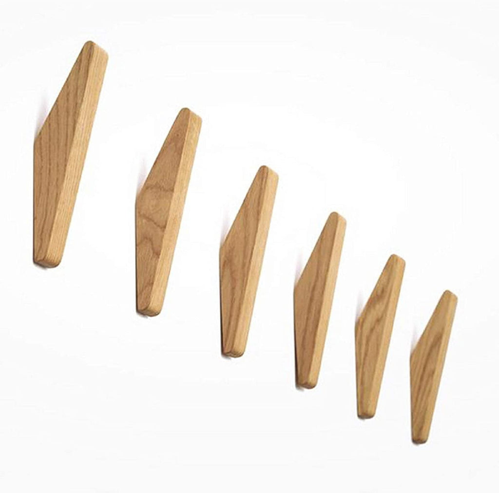 Wooden Coat Hooks — Set of 6, 13.5 cm Long, Scandi Design