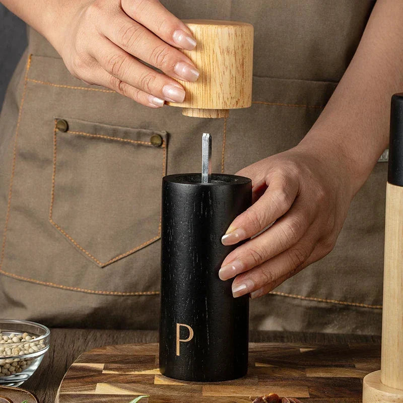 Two-Piece Wooden Salt & Pepper Grinder Set