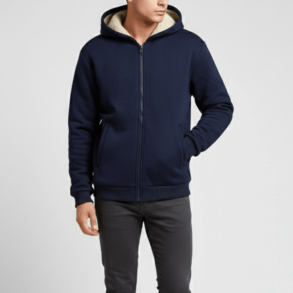 Fleecehoodie för män med sherpa-foder – robust vinterkonstruktion