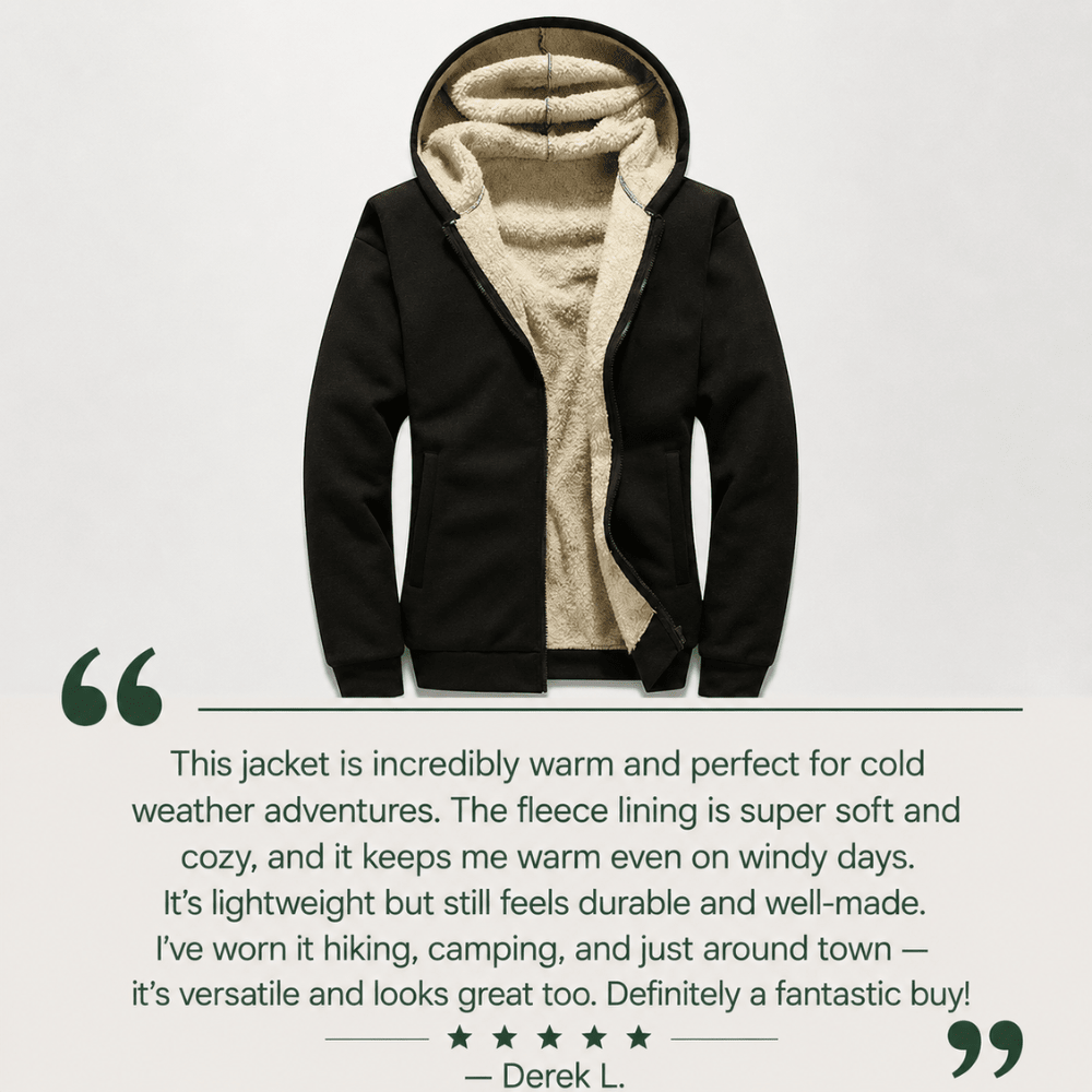 Fleecehoodie för män med sherpa-foder – robust vinterkonstruktion