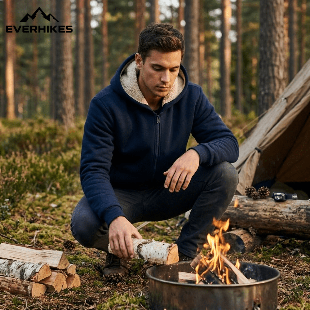 Fleecehoodie för män med sherpa-foder – robust vinterkonstruktion