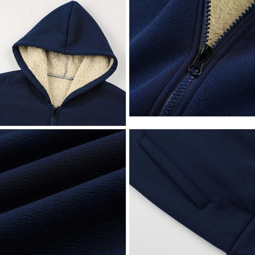 Fleecehoodie för män med sherpa-foder – robust vinterkonstruktion