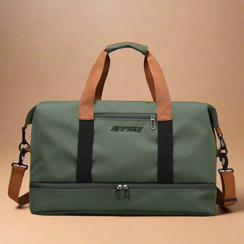 STRIDEGEAR Waterproof Duffel Bag, Shoe Compartment and Wet-Dry Separation