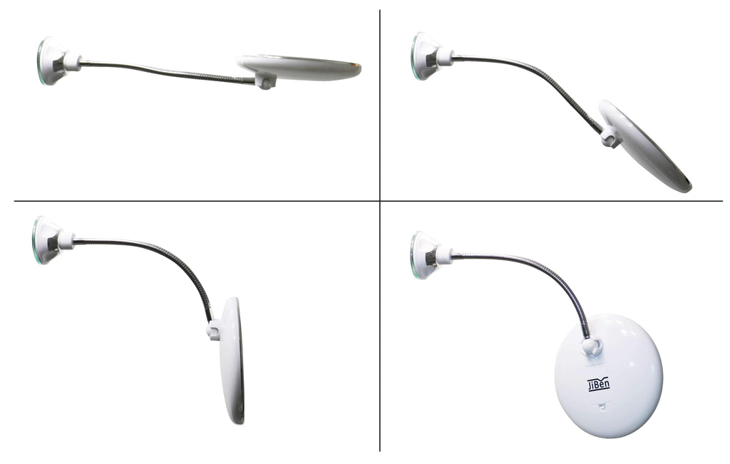מראת הגדלה LED מתכווננת עם צוואר גמיש - הגדלה של 10x, LED באור יום
