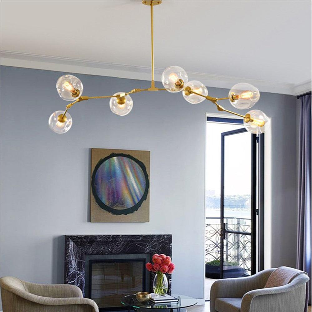 Candelabru Mid-Century din sticlă, cu ramificații și bule, pentru living, cu brațe reglabile | boxzora