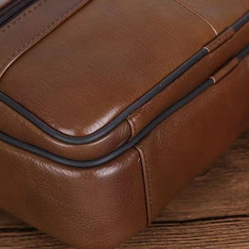 Sac bandoulière en cuir de vache pour homme - Bandoulière réglable, intérieur spacieux
