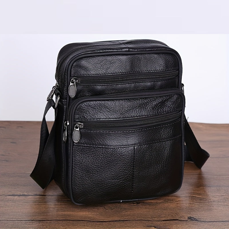 Sac bandoulière en cuir de vache pour homme - Bandoulière réglable, intérieur spacieux