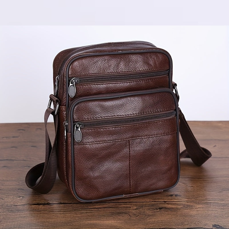Sac bandoulière en cuir de vache pour homme - Bandoulière réglable, intérieur spacieux