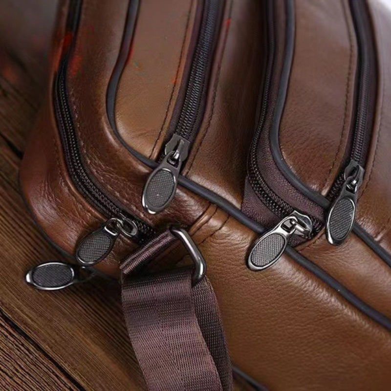 Sac bandoulière en cuir de vache pour homme - Bandoulière réglable, intérieur spacieux