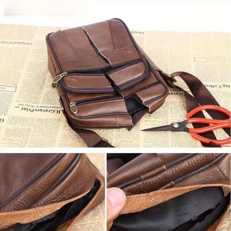 Sac bandoulière en cuir de vache pour homme - Bandoulière réglable, intérieur spacieux