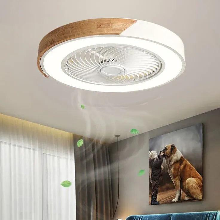 Ventilador de techo nórdico de madera color macaron con luz LED | boxzora