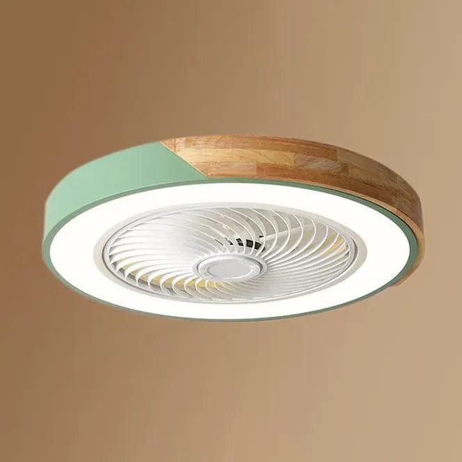 Ventilador de techo nórdico de madera color macaron con luz LED | boxzora