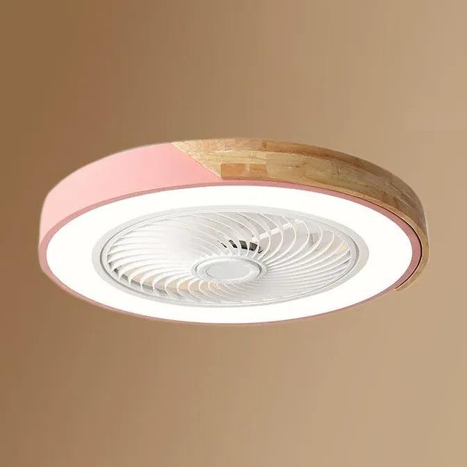 Ventilador de techo nórdico de madera color macaron con luz LED | boxzora