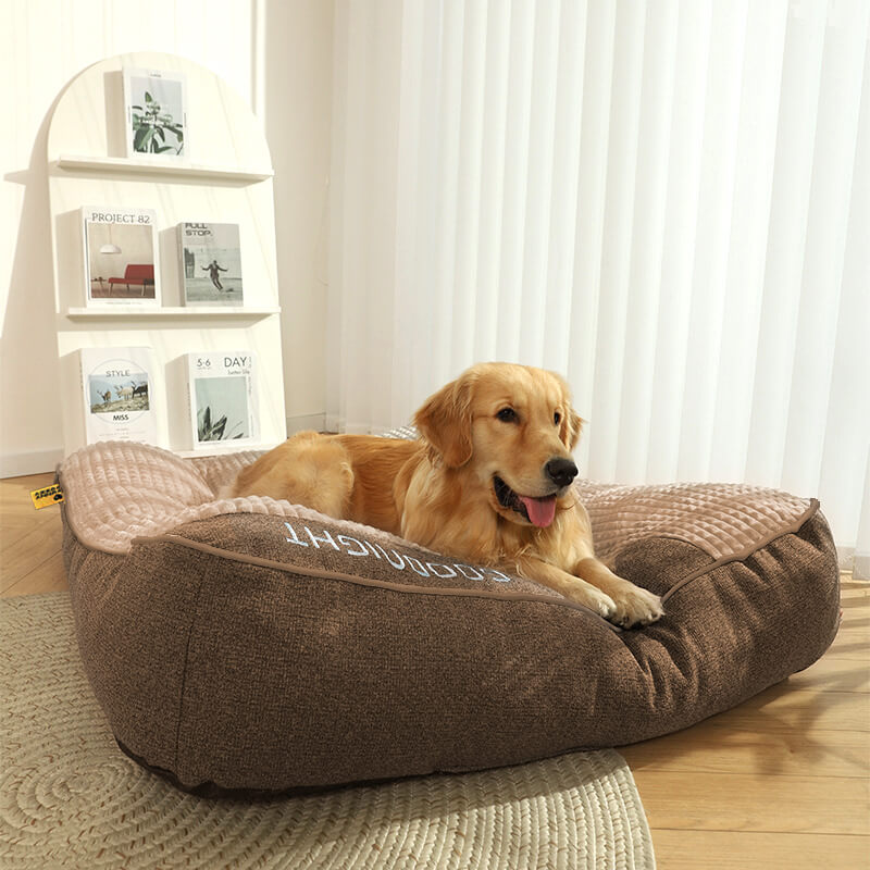 厚手の背もたれ付き犬用ベッド - 傷がつきにくい表面