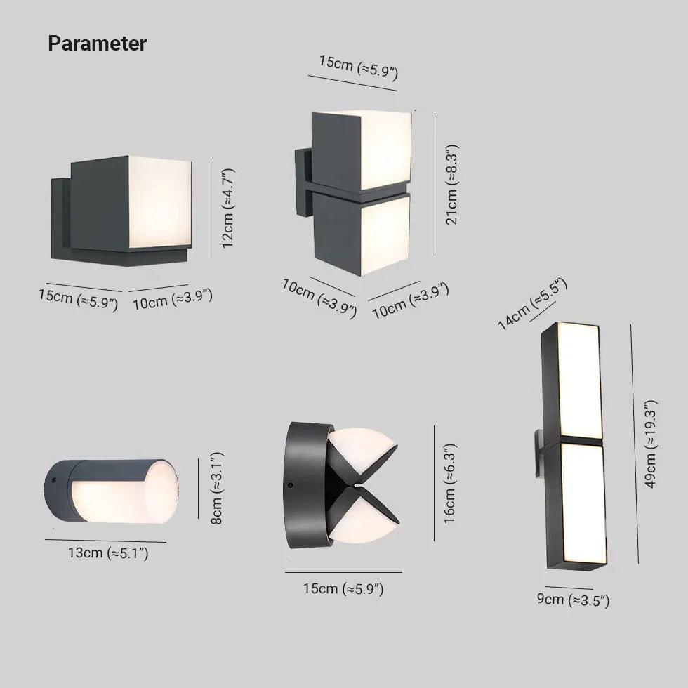 Minimalistisk firkantet vanntett utendørs vegglampe | boxzora