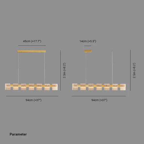 Lámpara colgante larga minimalista de cristal y cobre para mesa de comedor | boxzora