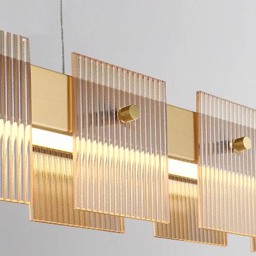 Longue suspension minimaliste en verre et cuivre pour table de salle à manger | boxzora