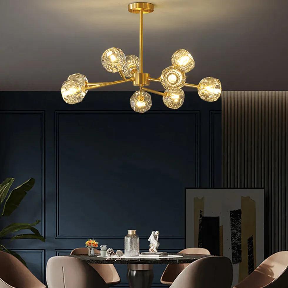Candelabru de lux din alamă cu cristale pentru sufragerie | boxzora