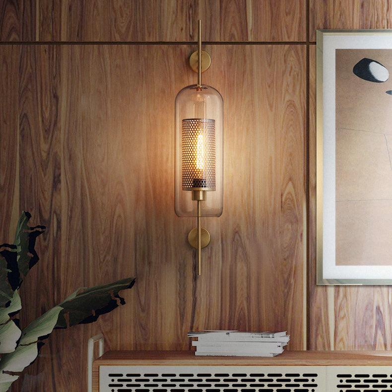 Minimalistyczna złota szklana lampa ścienna przy łóżku do sypialni | boxzora