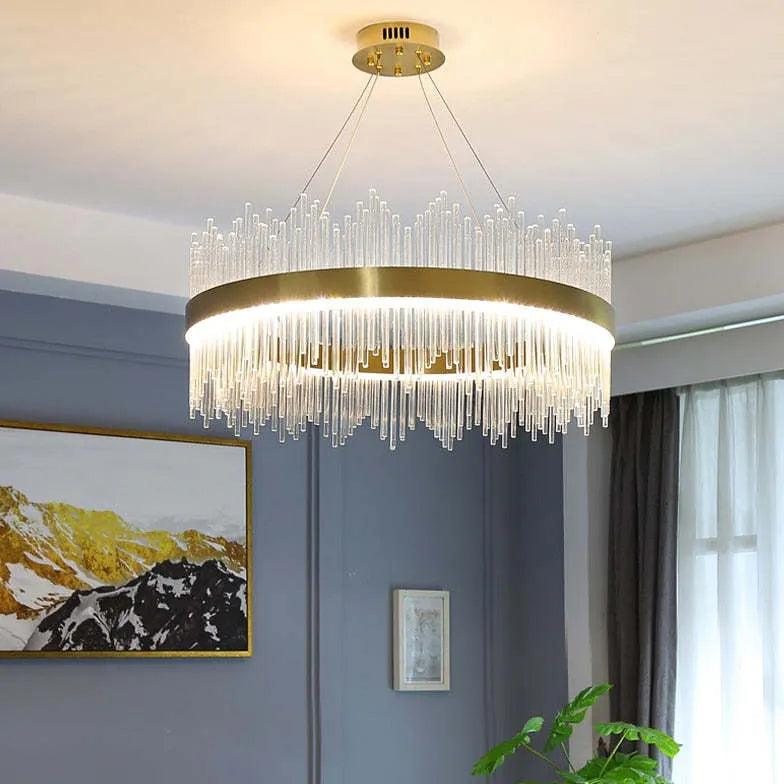 Eksklusiv rund ringformet LED-pendellampe i glas | boxzora