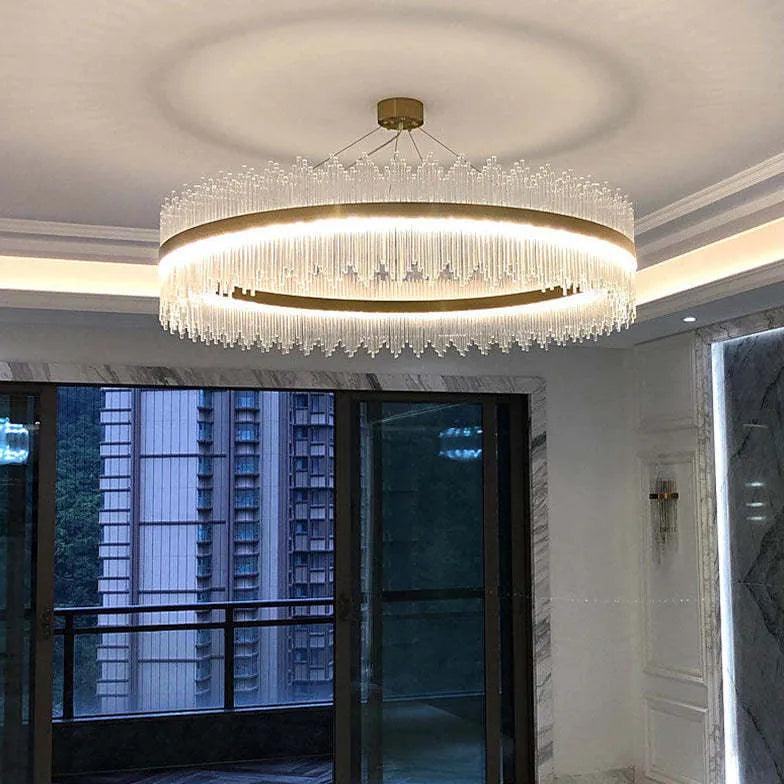 Eksklusiv rund ringformet LED-pendellampe i glas | boxzora