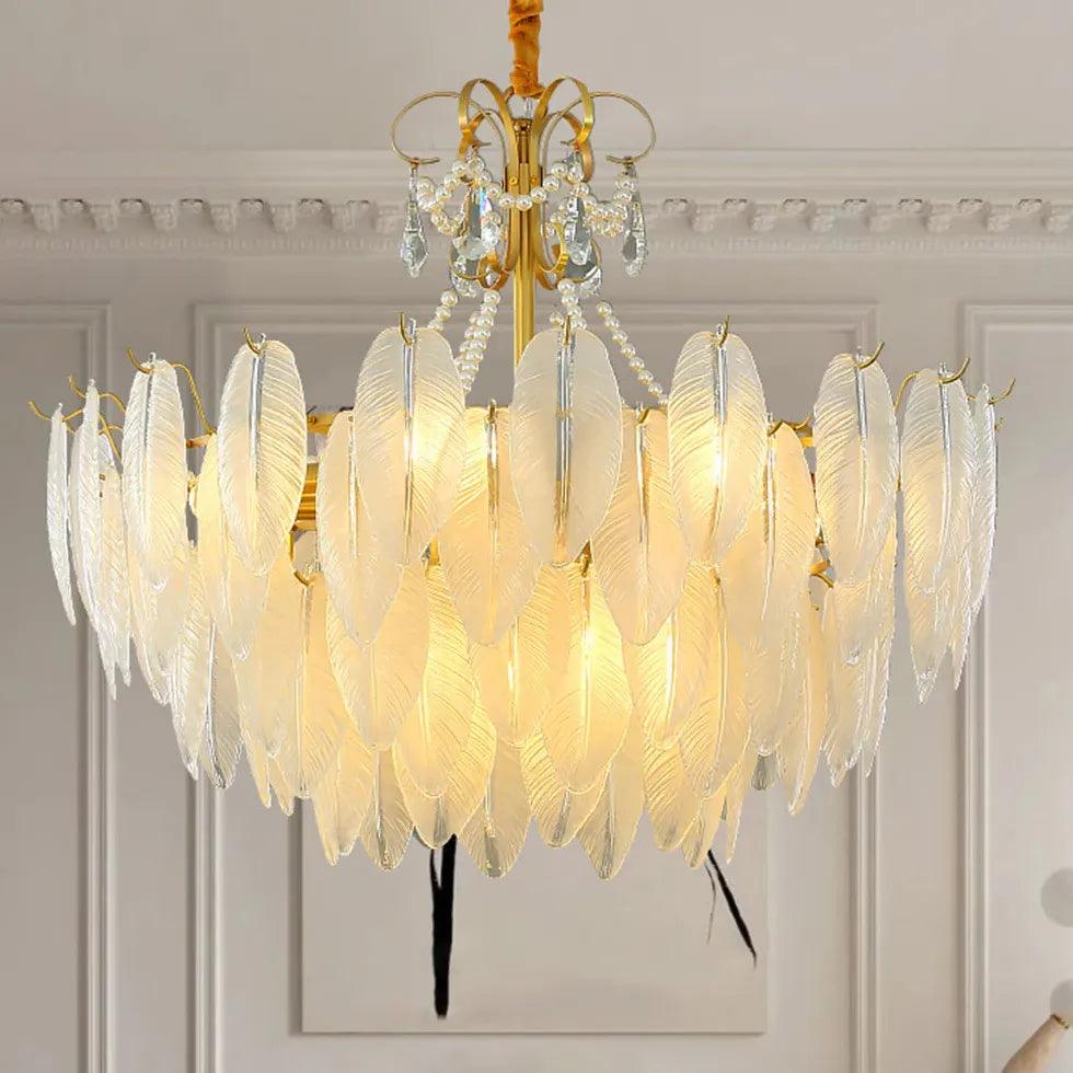Modern Pearl Feather Glass Pendant Light | boxzora