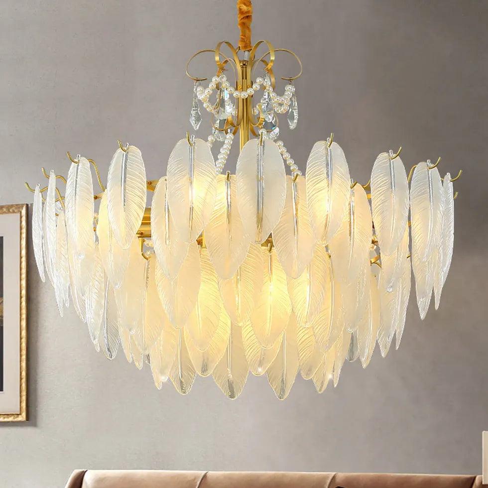 Modern Pearl Feather Glass Pendant Light | boxzora