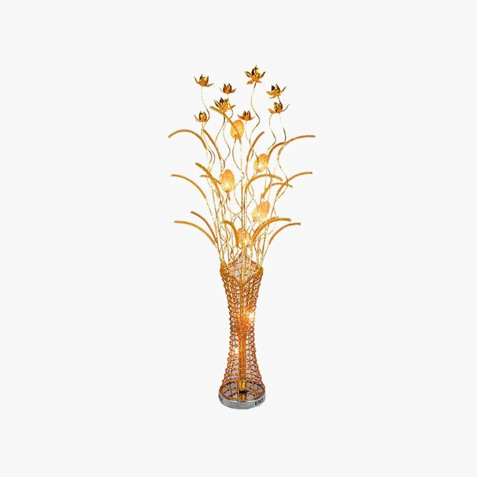Goldene Stehlampe in Weizenform für das Wohnzimmer | boxzora