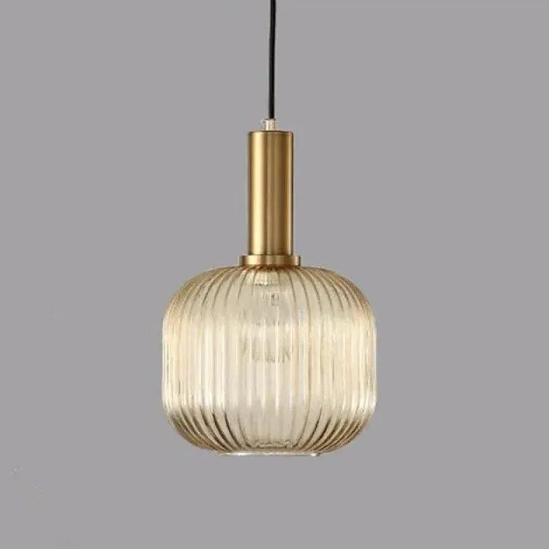 Lámpara colgante nórdica de cristal a rayas con forma de farol | boxzora