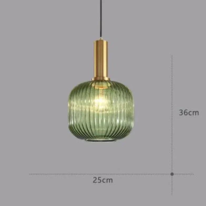 Lámpara colgante nórdica de cristal a rayas con forma de farol | boxzora