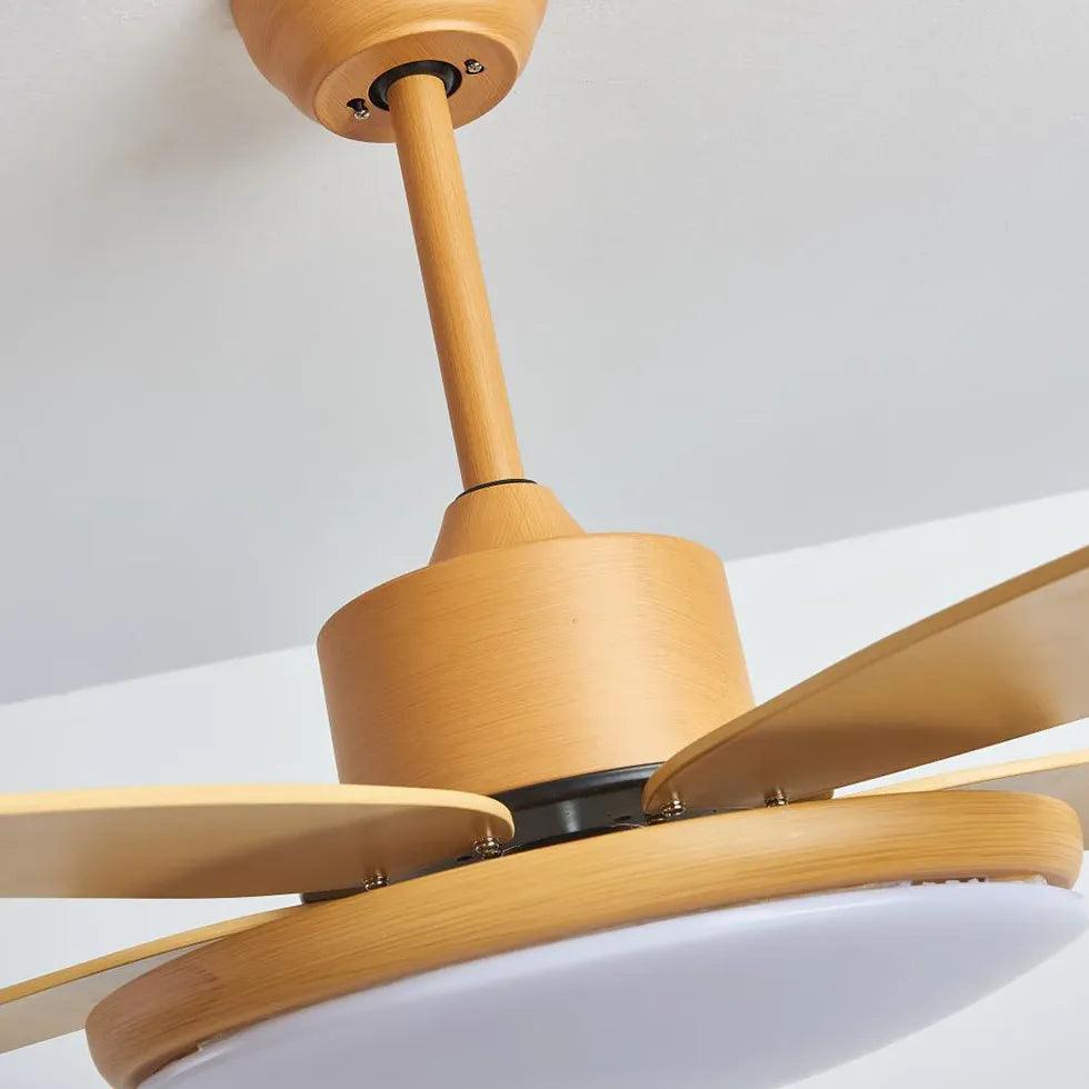 Luz de ventilador de techo silencioso con acabado de madera nórdica | boxzora