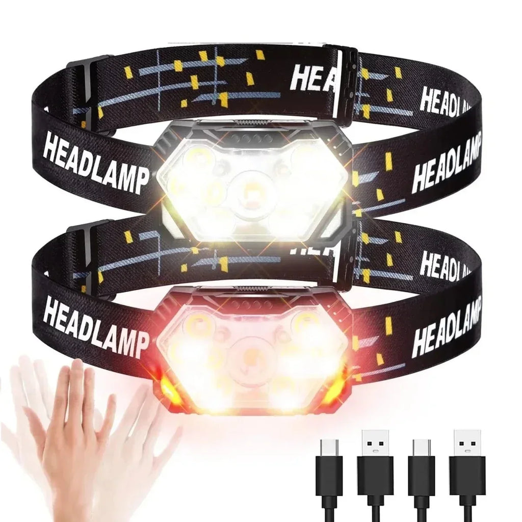 USB Rechargeable LED Sensor Headlamp — Hand-Gesture Controls, 3 Brightness Levels