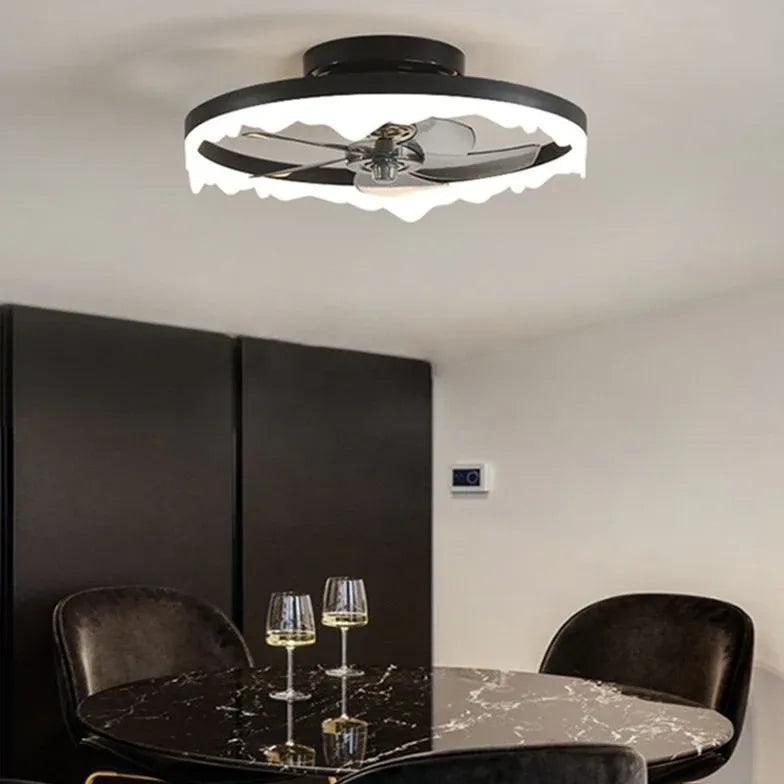 Sort-hvid LED-loftventilatorlampe til spisestuen | boxzora