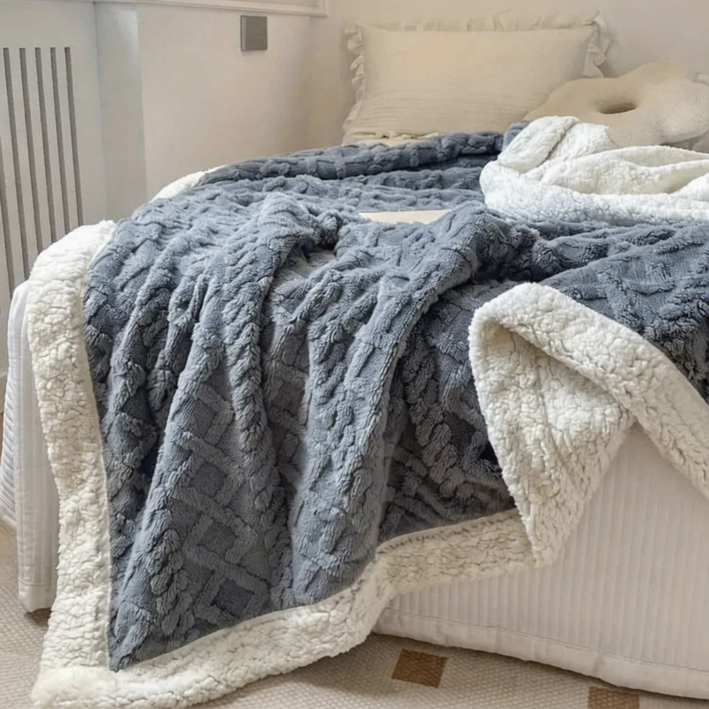 Lätt vändbar sherpapläd — mjuk fleece, flera storlekar