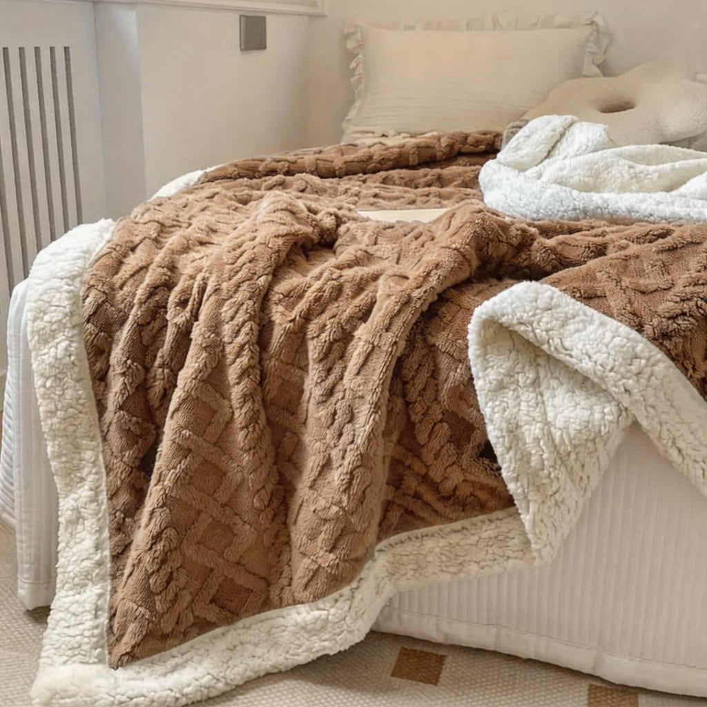 Lätt vändbar sherpapläd — mjuk fleece, flera storlekar