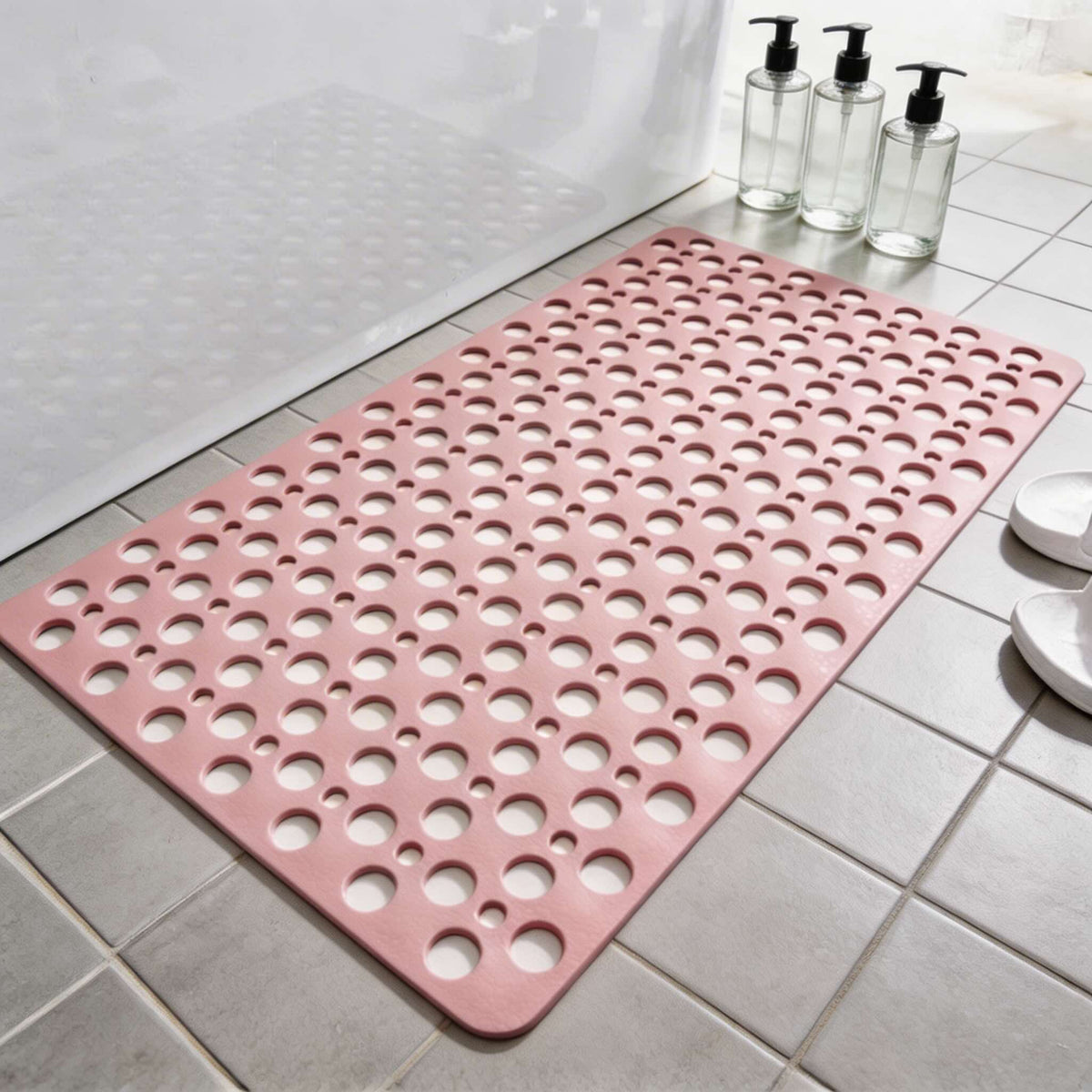 Antibakterielle PVC-Duschmatte — rutschfeste Saugnäpfe, effiziente Drainage